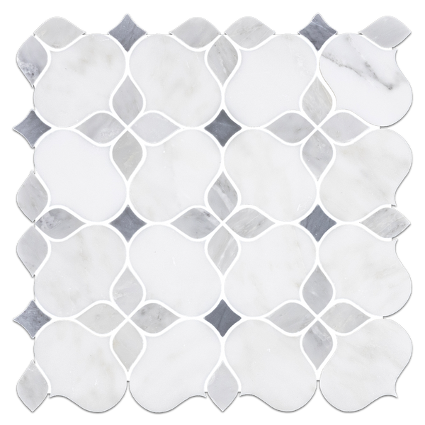 Pearl White Silhouette with Mystic Gray and Bardiglio Nuvolato Mosaic Honed