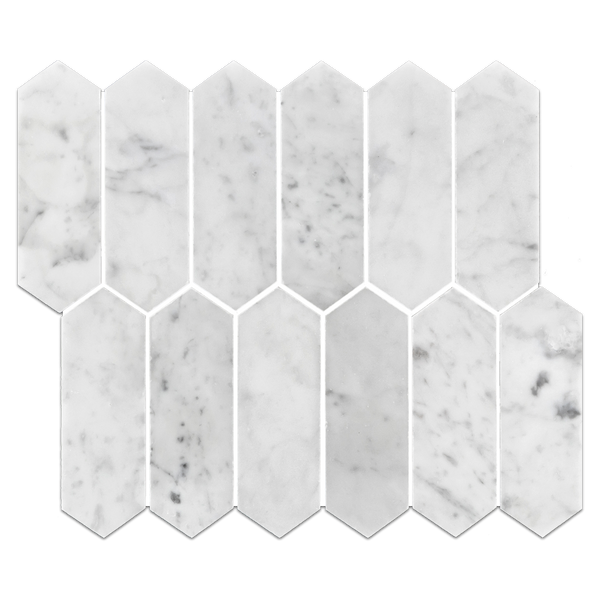 Bianco Carrara 2" x 6" Picket Mosaic Honed