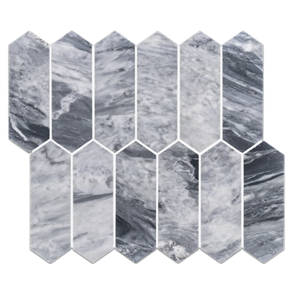 Bardiglio Nuvolato Mosaico de piquete de 2" x 6" pulido