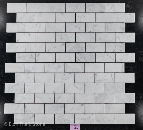**LIMITED STOCK** Bianco Carrara 2" x 4" Brick Mosaic Honed