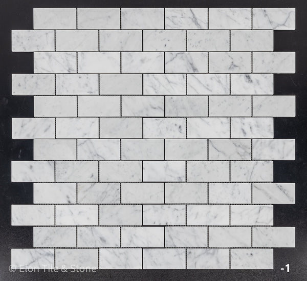 **LIMITED STOCK** Bianco Carrara 2" x 4" Brick Mosaic Polished
