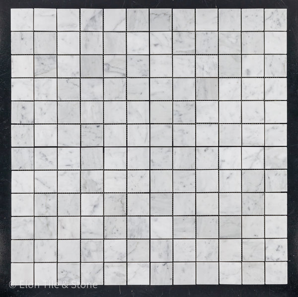 Bianco Carrara Mosaico cuadrado de 2" x 2" pulido