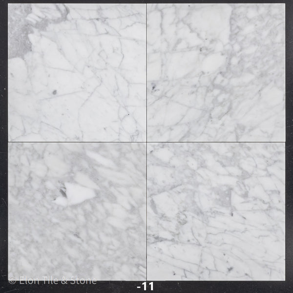 Bianco Carrara Venatino Gioia 12" x 12" Honed - Elon Tile & Stone
