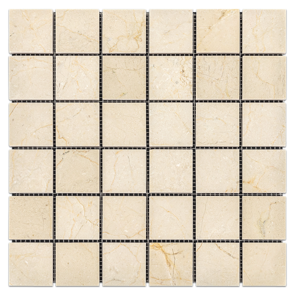 Crema Marfil 2" x 2" Square Mosaic Honed - Elon Tile & Stone