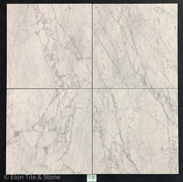 Bianco Carrara Venatino Gioia 18" x 18" Honed - Elon Tile & Stone