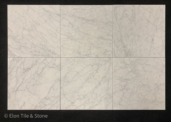 Bianco Carrara Venatino Gioia 18" x 18" Polished - Elon Tile & Stone