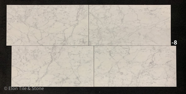 Bianco Carrara Venatino Gioia 12" x 24" Honed - Elon Tile & Stone