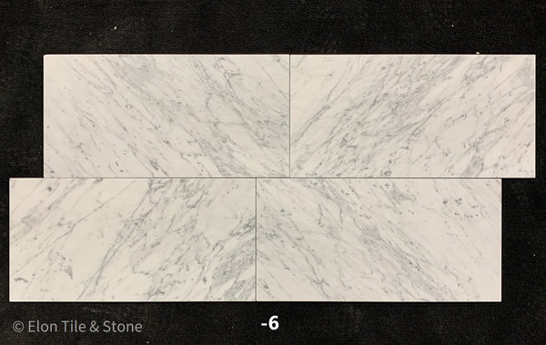 Bianco Carrara Venatino Gioia 12" x 24" Polished - Elon Tile & Stone