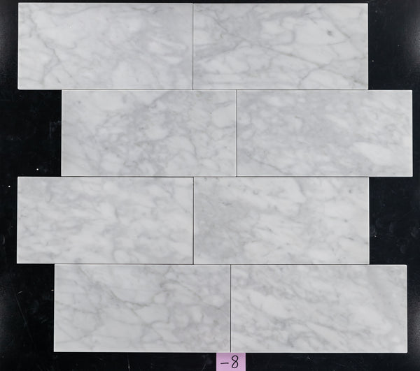 Bianco Carrara Venatino Gioia 6" x 12" Polished - Elon Tile & Stone