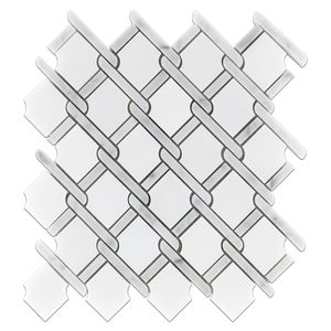 White Absolute with Bianco Carrara Bar Argyle Mosaic Polished - Elon Tile