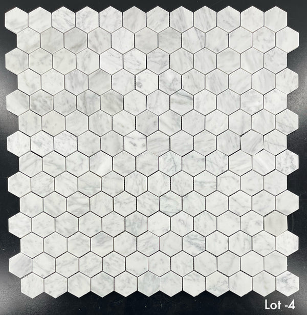 Bianco Carrara 2" Hexagon Mosaic Honed