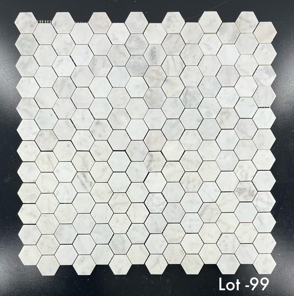 Bianco Carrara Mosaico hexagonal de 2" pulido