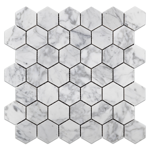 Bianco Carrara 2" Hexagon Mosaic Honed - Elon Tile