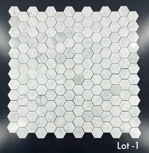 Bianco Carrara 2" Hexagon Mosaic Polished - Elon Tile & Stone