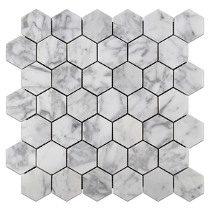Bianco Carrara 2" Hexagon Mosaic Polished - Elon Tile & Stone