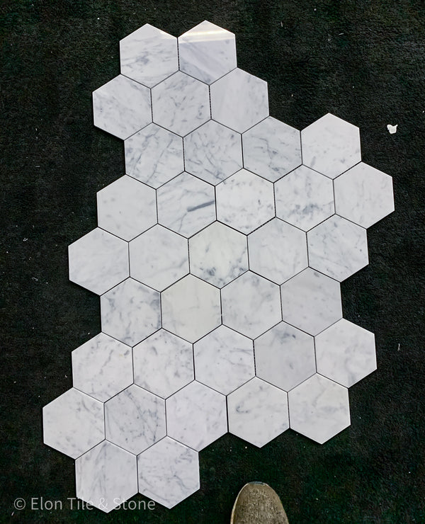 Bianco Carrara 5" Hexagon Mosaic Polished