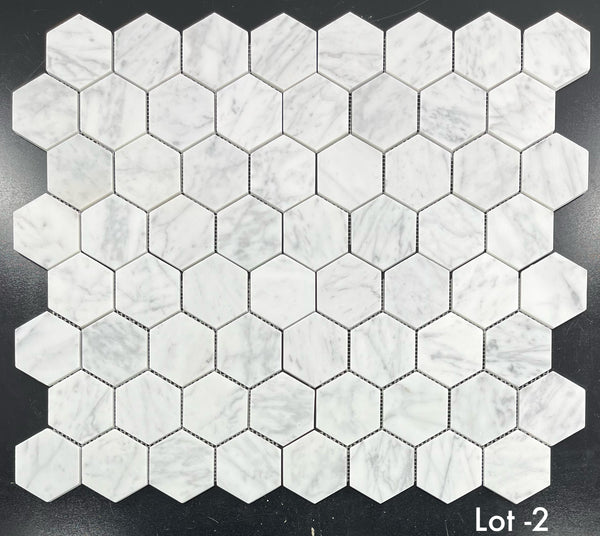 Bianco Carrara 3" Hexagon Mosaic Honed