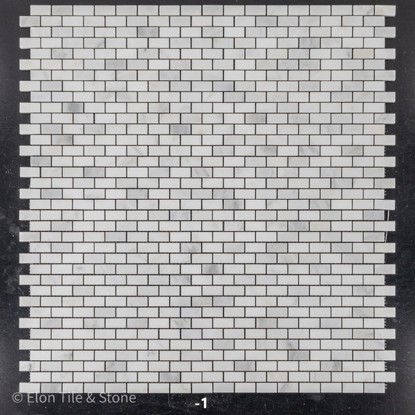Blanco perla 5/8" x 1 1/4" Mini mosaico de ladrillo pulido