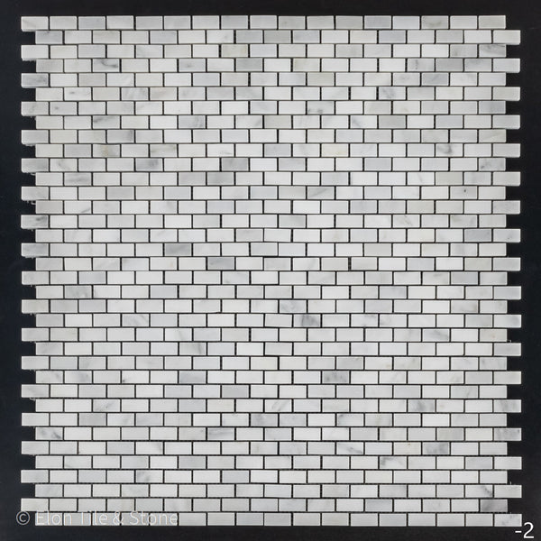 **LIMITED STOCK** Pearl White 5/8" x 1 1/4" Mini Brick Mosaic Honed