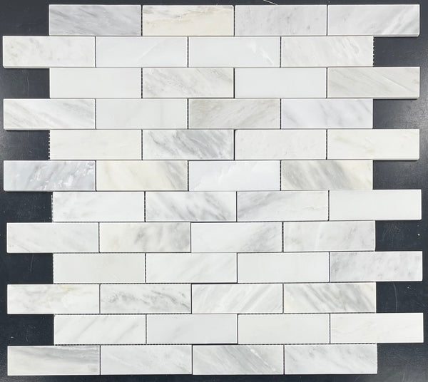 Pearl White 2" x 6" Brick Mosaic Honed - Elon Tile & Stone