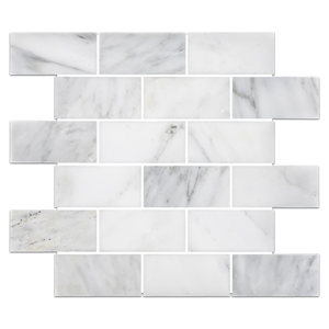 **LIMITED STOCK** Pearl White 2" x 4" Brick (No Bevel) Mosaic Polished - Elon Tile & Stone