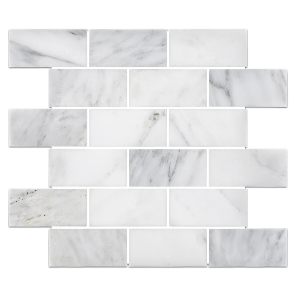 **LIMITED STOCK** Pearl White 2" x 4" Brick (No Bevel) Mosaic Polished - Elon Tile & Stone
