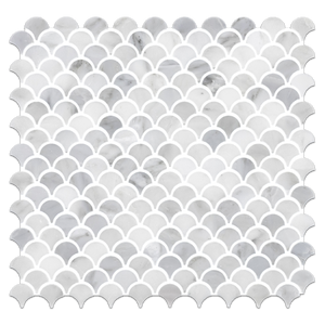 Mosaico Abanico Blanco Perla Pulido