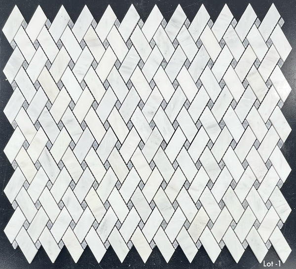 Pearl White Modern Weave with Pacific Gray Dot Mosaic Polished