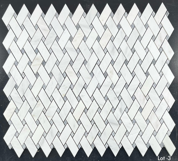 Pearl White Modern Weave with Pacific Gray Dot Mosaic Polished