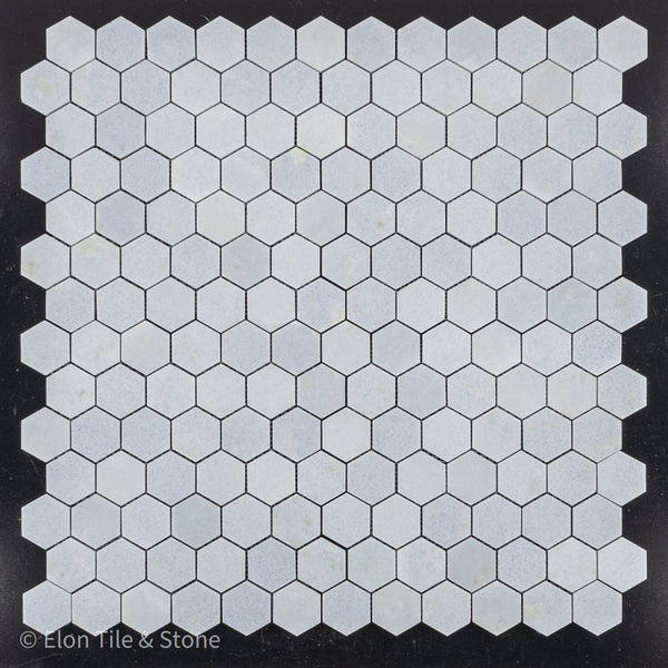 Mosaico hexagonal azul celeste de 2" pulido