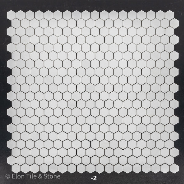 White Thassos 1 1/4" Hexagon Mosaic Polished