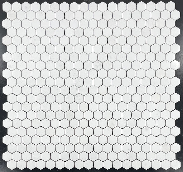 Mosaico hexagonal Thassos blanco de 1 1/4" pulido