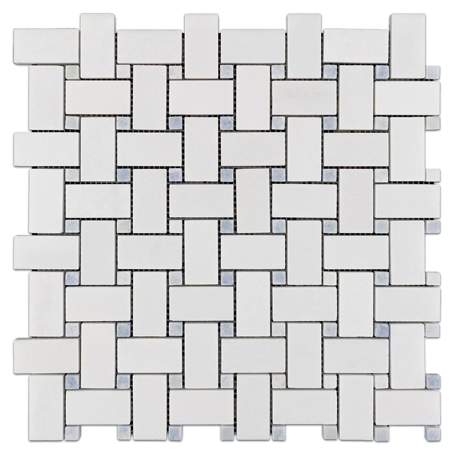 White Thassos Basketweave with 3/8