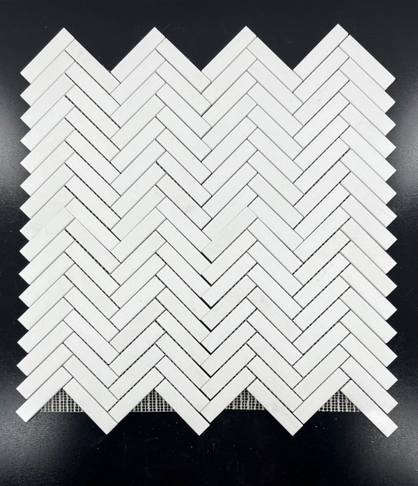 Mosaico de espiga de Thassos blanco de 1" x 4" pulido