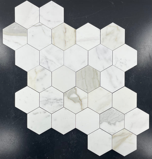 Calacatta Gold 5" Hexagon Mosaic Honed