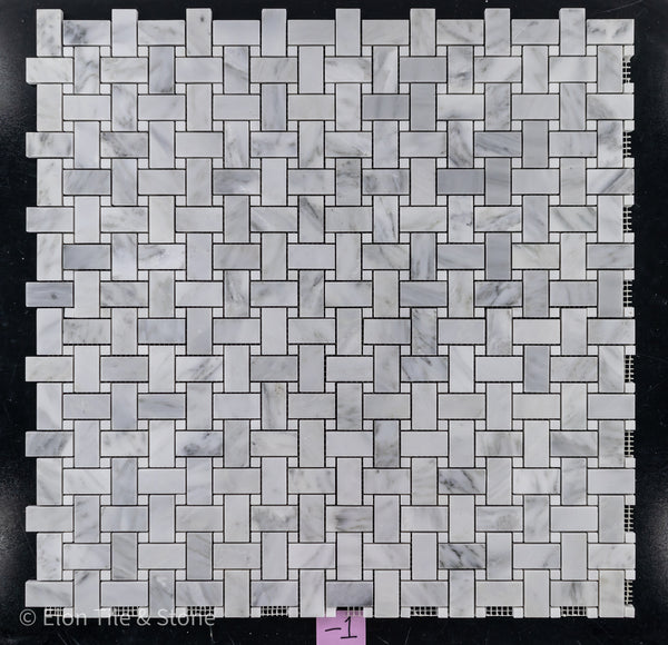 Tejido de cesta gris místico con mosaico de puntos blancos perla de 3/8" pulido