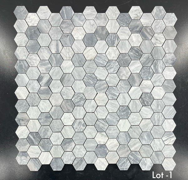 Bardiglio Nuvolato Mosaico hexagonal de 2" pulido