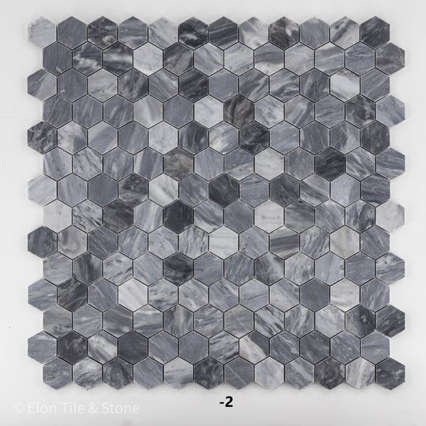 Bardiglio Nuvolato Mosaico hexagonal de 2" pulido