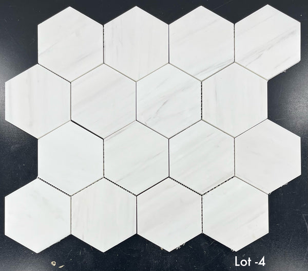 Mosaico hexagonal de dolomita de 5" pulido