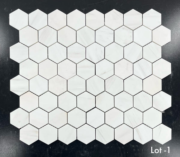 Dolomita mosaico hexagonal de 3" pulido
