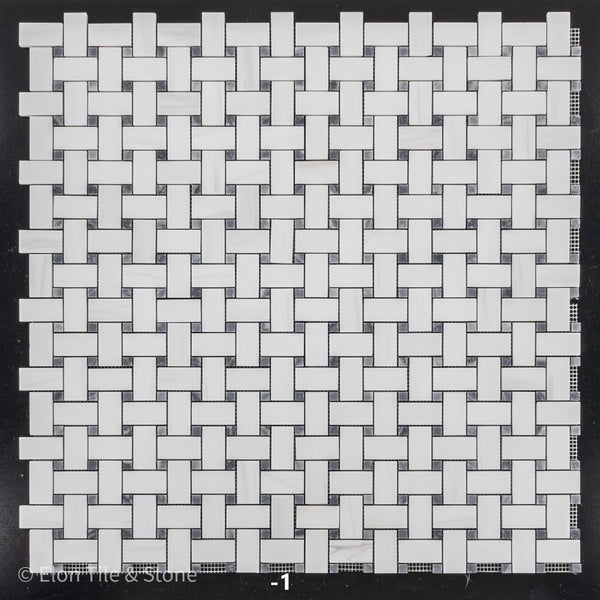 Tejido de cesta de dolomita con mosaico de puntos Bardiglio de 3/8" pulido