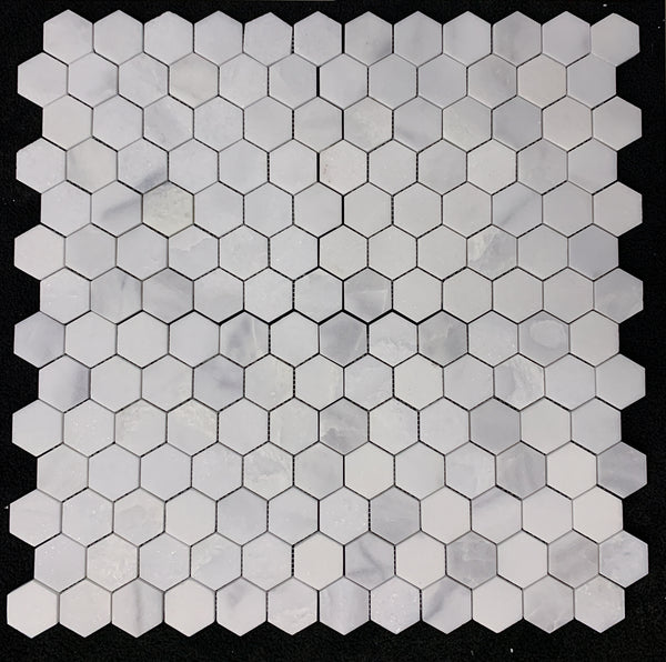 Ice White 2" Hexagon Mosaic Honed