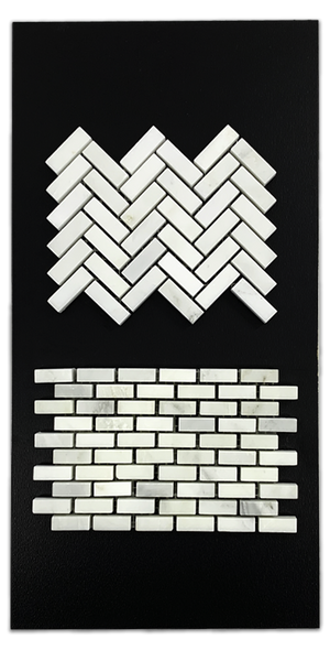 C151 - Pearl White Micro Herringbone Honed And Pearl White Micro Brick Honed - Elon Tile