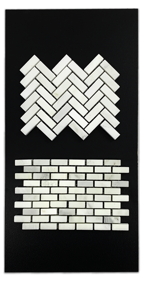 C151 - Pearl White Micro Herringbone Honed And Pearl White Micro Brick Honed - Elon Tile