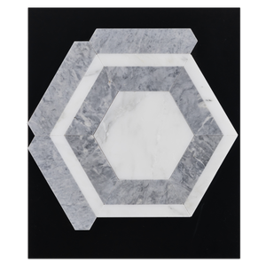CC104 - Pearl White Honeycomb with Pacific Gray Mosaic Honed Card - Elon Tile
