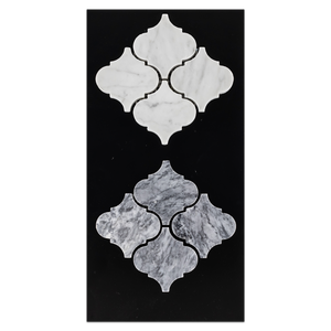 CC37 - Carrara 3" Lantern Mosaic Polished and Pacific Gray 3" Lantern Mosaic Polished Card - Elon Tile
