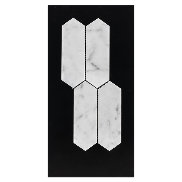 CC48 - Bianco Carrara 2" x 6" Picket Mosaic Honed Card - Elon Tile