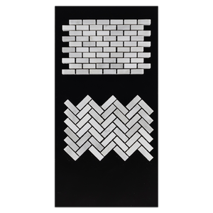CC52 - Pearl White Micro Herringbone Mosaic Honed and Micro Brick Honed Card - Elon Tile