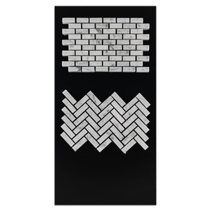 CC53 - Bianco Carrara Micro Herringbone Mosaic Honed and Micro Brick Mosaic Honed Card - Elon Tile