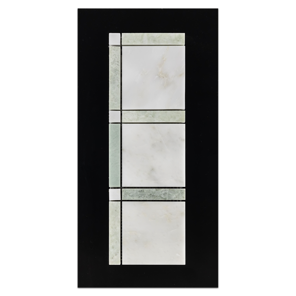 CC59 - Pearl White with Ming Green Grande Square Mosaic Polished Card - Elon Tile